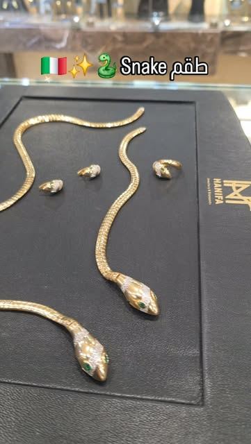 Video by مجوهرات حنيفة on October 13, 2026. May be an image of snake, necklace, brooch and text.