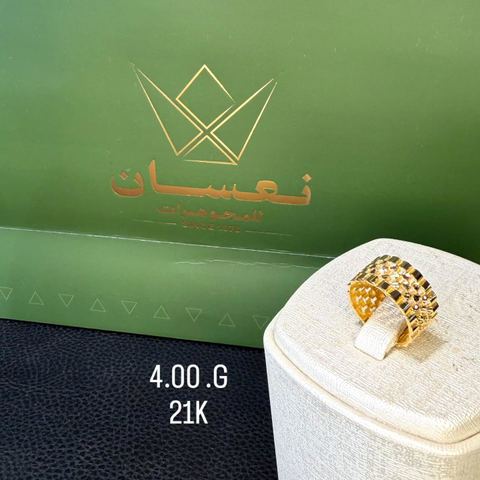 Photo by مجوهرات نعسان on September 01, 2026. May be an image of ‎ring and ‎text that says "‎سان نعسان فعس AVAVA 4.00.G 21K‎"‎‎.